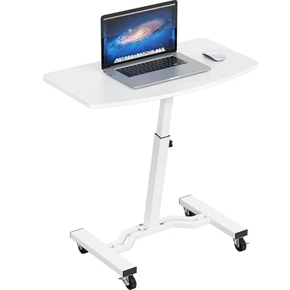 SHW Mobile Height Adjustable Laptop Rolling Cart with Height Adjustment from 28" to 33", White - color: White