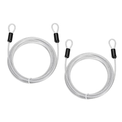 PATIKIL Security Cable Lock (5/32" Dia 8.2ft 70lb Load Capacity, Clear)(2 Pcs) Vinyl Coated Stainless Steel Flexible Wire Rope Safety Cable Luggage Lock with Double Loops - color: Clear, size: 5/32" x 8.2 ft, 70lb Load