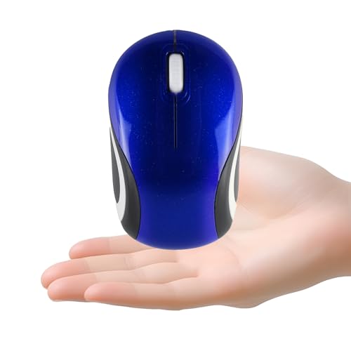 elec Space Mini Small Wireless Mouse for Travel Optical Portable Mini Cordless Mice with USB Receiver for PC Laptop Computer (Blue) - color: blue