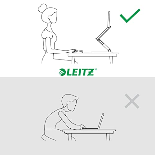 Leitz Height Adjustable Multi-Angle Laptop Stand, 80% Recycled Plastic, Six Pre-Set Height & Angle Combinations, Compact Footprint, 100% Recyclable, Ergo Range, Dark Grey, 64240089