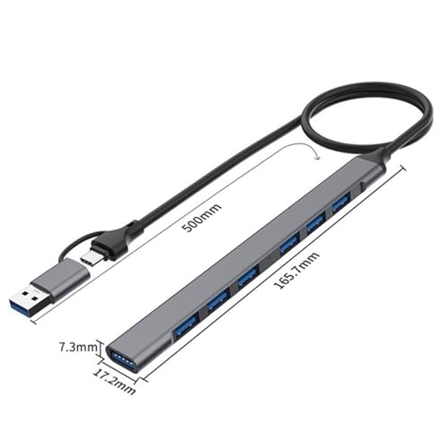 Aluminum 4/7 Port USB C Adapter Docking Station USB2.0+USB3.0 Laptop Dock