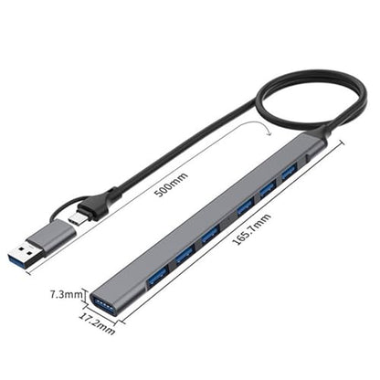 Aluminum 4/7 Port USB C Adapter Docking Station USB2.0+USB3.0 Laptop Dock