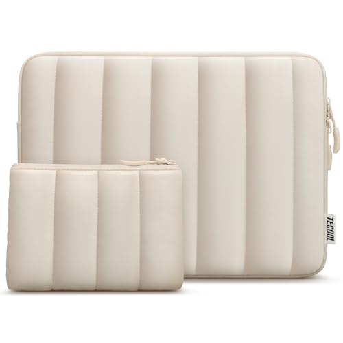TECOOL Puffy Laptop Case 13.3 inch,13-13.3 inch Laptop Sleeve for 13“ MacBook Neo (2026),MacBook Air 13 13.6 inch M5 M4 M3 M2 M1 2026-2018,Mac Pro 13 Protective Notebook Sleeve with Small Case,Beige - color: Beige, size: 13.3 Inch