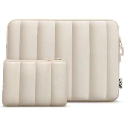 TECOOL Puffy Laptop Case 13.3 inch,13-13.3 inch Laptop Sleeve for 13“ MacBook Neo (2026),MacBook Air 13 13.6 inch M5 M4 M3 M2 M1 2026-2018,Mac Pro 13 Protective Notebook Sleeve with Small Case,Beige - color: Beige, size: 13.3 Inch