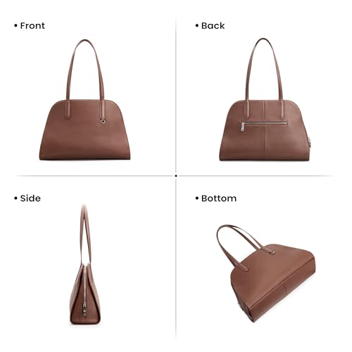 befen Genuine Leather Tote Bag for Women Work Travel Leather Purse Handbags | Real Leather, Padded 14" Laptop Compartment, Multi-Pockets, Zipper, Tote Bag for Daily - color: Z3-dark Brown