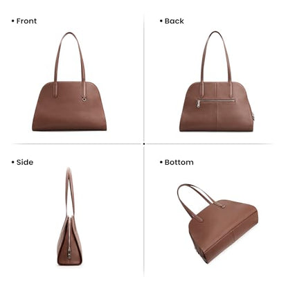 befen Genuine Leather Tote Bag for Women Work Travel Leather Purse Handbags | Real Leather, Padded 14" Laptop Compartment, Multi-Pockets, Zipper, Tote Bag for Daily - color: Z3-dark Brown