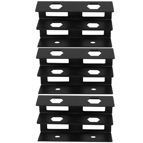 Cabilock Desk Laptop Mount Metal Bracket with Screws Double Layer Storage Stand for Keyboard and Network Switcher, Universal Black Laptop Holder for Home and Office Use