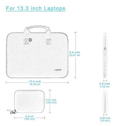 Hseok Laptop Sleeve 13.3 inch Case with Small Case, Compatible with MacBook Neo 14, MacBook Pro 14 M5/M4/M3/M2/M1, XPS 14 and Most 13.3 inch Notebooks, Neoprene Computer Handbag,SK01BL01 - color: Sk01bl01, size: 13.3"