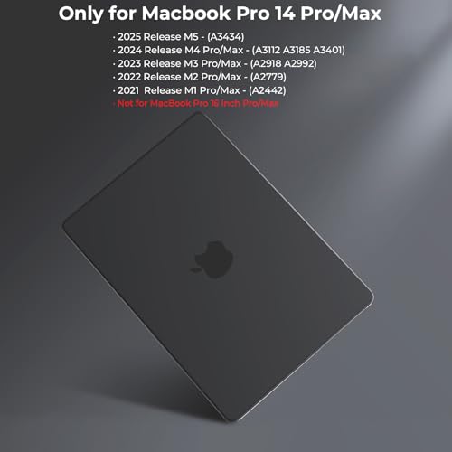 BlueSwan Flexible Case for MacBook Pro 14 inch, M5-M1 Pro/Max 2026-2021 | Anti-Scratch Protective Laptop Cover with Grippy Matte Texture, Seamless Fit and Lightweiht, Frosted Black - color: Frosted Black, size: Pro 14-inch (2026-2021)