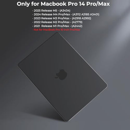 BlueSwan Flexible Case for MacBook Pro 14 inch, M5-M1 Pro/Max 2026-2021 | Anti-Scratch Protective Laptop Cover with Grippy Matte Texture, Seamless Fit and Lightweiht, Frosted Black - color: Frosted Black, size: Pro 14-inch (2026-2021)