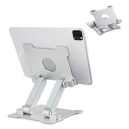 KABCON Quality Tablet Stand,Adjustable Foldable Eye-Level Aluminum Solid Up to 15-in Tablets Holder for Microsoft Surface Series Tablets,iPad Series,Samsung Galaxy Tabs,Amazon Kindle Fire,Etc.Silver - color: Large-Silver