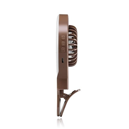 Fangirl by Remi: 2-in-1 Clip on Phone Fan and Selfie Ring Light (Brown) - color: Brown