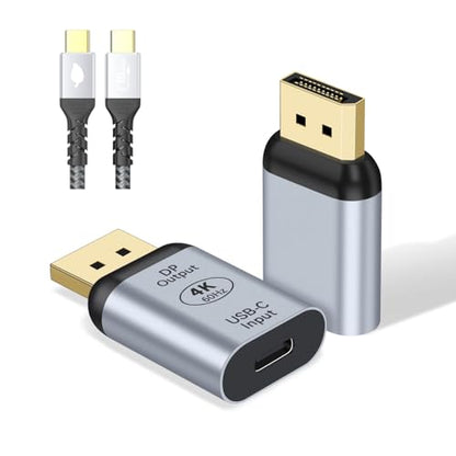 USB C to DisplayPort Adapter with USB C Video Cable, 4K@60Hz Uni-Directional USB C Female to DP Male Adapter, Thunderbolt 4/3 to DP Converter Compatible with i-/Phone 17, Galaxy, MacBok Pro- 1 Pack - size: USB C-03