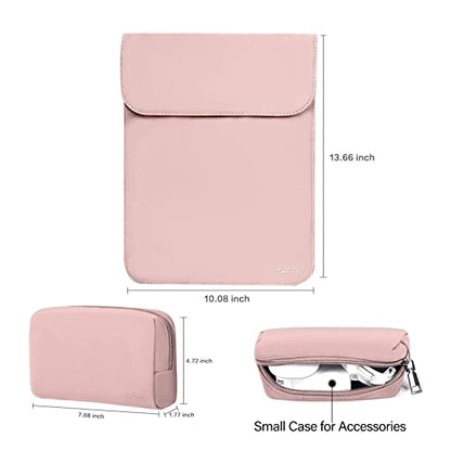 MOSISO Laptop Case 13.3 inch, 13-13.3 inch Laptop Sleeve Compatible with MacBook Neo 13 A18 Pro A3404 /Air 13/Pro 13/Pro 14 M5 M4 M3 M2 M1, Faux Suede Leather Case with Small Bag, Pink - color: Pink