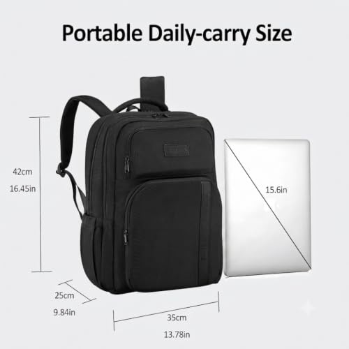 Laptop Backpack, Water Repellent Business Travel Backpack with USB Charging Port, Fits Up to 15.6 Inch Notebook Computer Bag, Casual Daypack for Men Women Commuting Work,Black