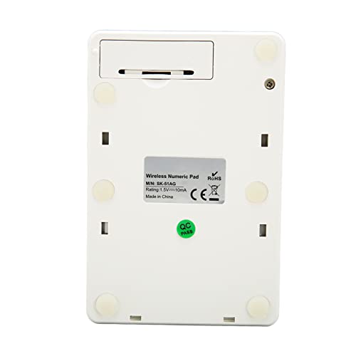 Numeric Keypad, 18 Key Wireless USB Number Pad with Low Noise Design and Comfortable Tilt Angle, for Laptop Desktop PC OS X (White) - color: White
