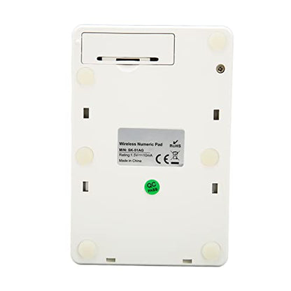 Numeric Keypad, 18 Key Wireless USB Number Pad with Low Noise Design and Comfortable Tilt Angle, for Laptop Desktop PC OS X (White) - color: White