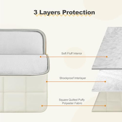 Laptop Case 13.3 inch,13-13.3 inch Puffy Laptop Sleeve Compatible with MacBook Neo/Air 13 13.6/Pro 13/Pro 14,HP Dell ASUS Acer Lenovo,Twelve Square Quilted Computer Bag with 2 Pockets,Sand - color: Sand, size: 13.3 inch
