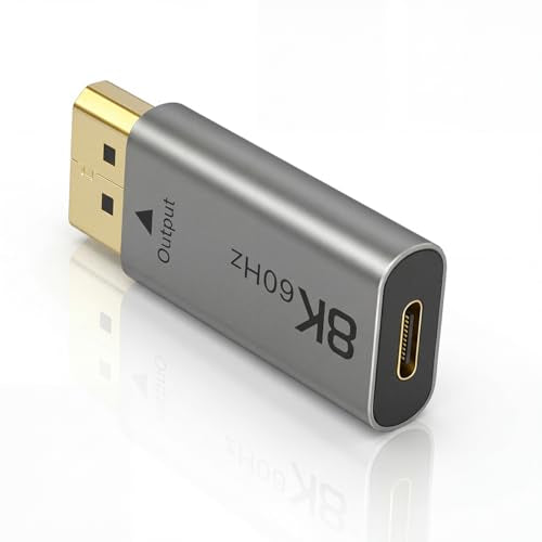 Uni-Directional USBC Female to DP Male Converter, 8K@60Hz 4K@144Hz Adapter | 8K USB C to DisplayPort 1.4 Adapter for iPhone 15 Pro Max, MacBook Pro/Air, iPad, Galaxy S24/S23, XPS