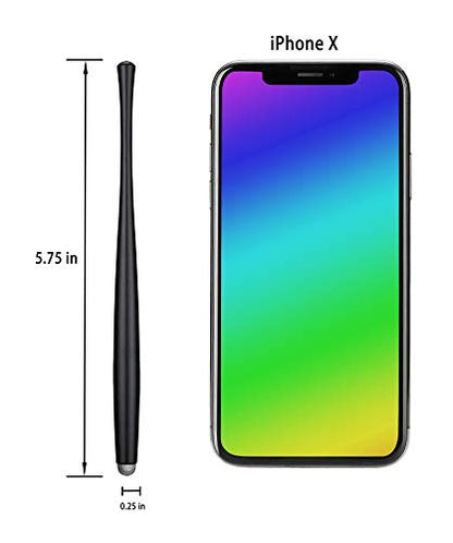 Slim Waist Stylus Pens for Touch Screen, Compatible with iPad, iPhone, Kindle Fire, 8 Extra Replaceable Hybrid Fiber Tips (Black,Silver,Blue, Red) - color: Black