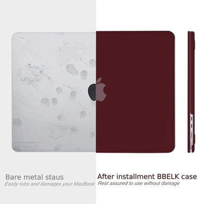 B BELK for MacBook Air 13 inch Case M5 2026 2025-2022 M4 M3 M2, Marsala Red | A3449 A3240 A3113 A2681, Plastic Hard Shell for MacBook Air 13.6 inch Case with Keyboard Cover & Screen Protector - color: Marsala Red