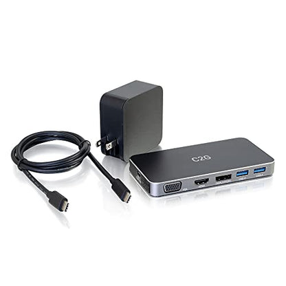 C2G USB-C 7-in-1 Dual Display MST Docking Station with HDMI, DisplayPort, VGA and Power Delivery up to 100W - 4K 30Hz