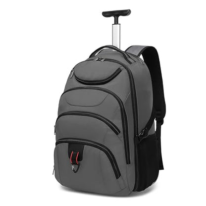 Boavan Rolling Backpack,17 inch Water Resistant Wheeled Backpack,Carry on Luggage Business Bag, Overnight College Computer bag Trolley Suitcase for Men Women Adults to Travel，Grey - color: Grey, size: 17.3 inches