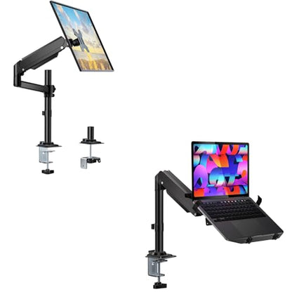 WALI Single Monitor Arm 13-32 Inch+WALI Laptop Tray Desk Mount(GSDM001+GSDM00LP)