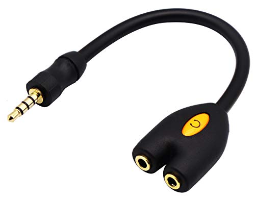 3.5mm Audio Headphone Y Splitter Cable 4-Pole 3.5mm AUX Male to 2 Port 3.5mm Female Headset Mic & Stereo Audio Y Splitter Cable for Earphone,for Smartphone, Samsung, LG, (17.5CM)(4Pole) - color: 4Pole