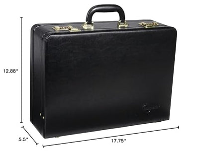 HomeStock Seaside Style Large Expandable Faux Leather Attach Case Executive Business Case Featuring Ample Storage And Distinctive Matte Finish, 17.75" L X 12.88" H X 5.5" W Black - color: Black