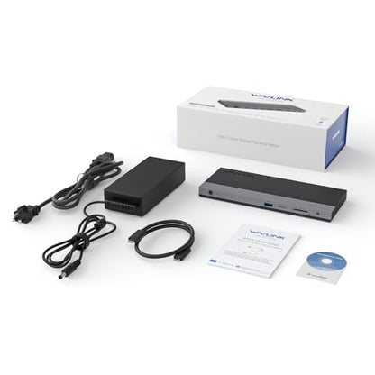 WAVLINK Laptop Docking Station, Dual DisplayPort,HDMI, Single 4K@144Hz | 130W PD Charger, 4×USB-A 5Gb, Gigabit Ethernet, SD/TF and Mic/Audio, Compatible with Windows Only
