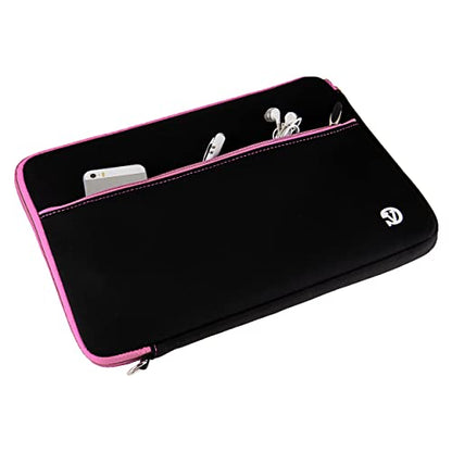 Neoprene Laptop Case | Lightweight Travel Protection | 13" Notebook Compatible Water Resistant Tech Sleeve (Baby Pink) - color: Black/baby Pink