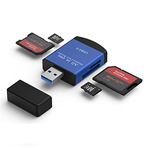 TXY 4 in 1 Card Reader USB2.0 to SD Micro SD TF MS MMC M2 Cardreader for Laptop PC Smart Card Reader SD Card Reader 4 in 1 Card Adapter (Black) - color: Black