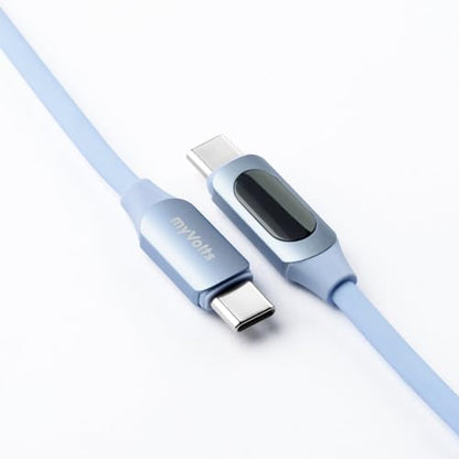 MyVolts Step Up USB-C to USB-C PD Cable with LCD Power Meter, Sky Blue - color: Sky Blue, size: USB-C to USB-C