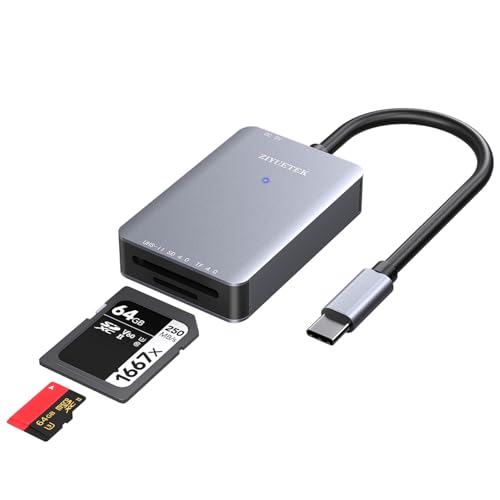 UHS-II SD Card Reader,Type-C Flash Memory Card Reader for USB C Device, SD/SDHC/SDXC/Micro SDXC/SD4.0/V90/V60/V30/1667X/2000X/1000X Memory Card and Professional Card