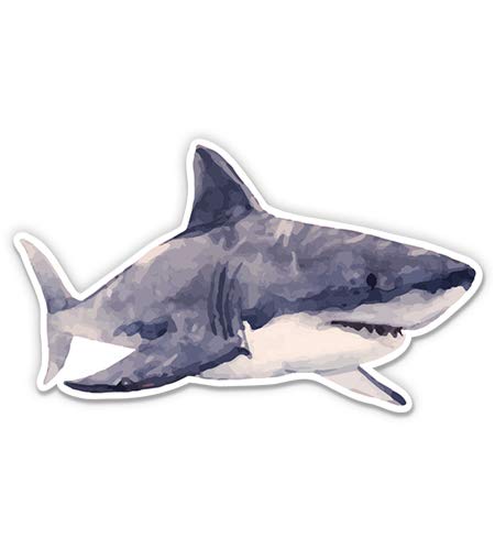 Shark Great White - 3" Vinyl Sticker - for Car Laptop I-Pad Phone Helmet Hard Hat - Waterproof Decal - size: 3"