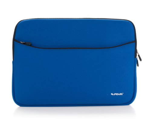 13-inch Soft Neoprene Sleeve Case for MacBook & UltraBook Laptop (Built-in External Pocket) - Blue
