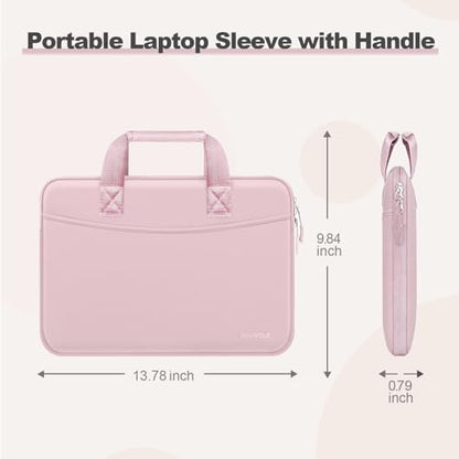 Laptop Case 13.3 inch,13-13.3 inch Laptop Sleeve Bag Compatible with MacBook Neo 13/Air 13 13.6/Pro 13/Pro 14,HP Dell ASUS Lenovo,Neoprene Computer Bag with Handle&Curved Pocket,Pink - color: Pink, size: 13.3 inch