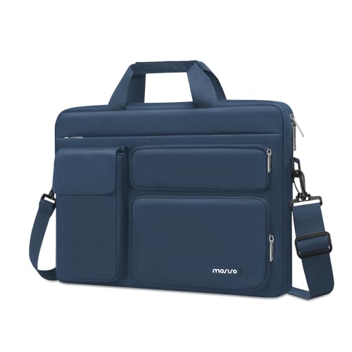 MOSISO Laptop Shoulder Bag 16 inch, 15-15.6 inch Computer Bag | Compatible with MacBook Pro 16 inch, HP, Dell, Lenovo with 2 Raised&1 Flapover&1 Horizontal Pocket&Handle&Belt, Haze Blue - color: Haze Blue, size: 16 inch