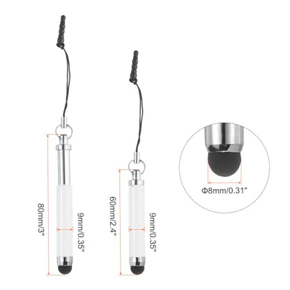 MECCANIXITY 5pcs Metallic Stylus Pen Retractable Aluminum Alloy Mini Capacitive Pens for Universal All Touch Screen Devices, White - color: White