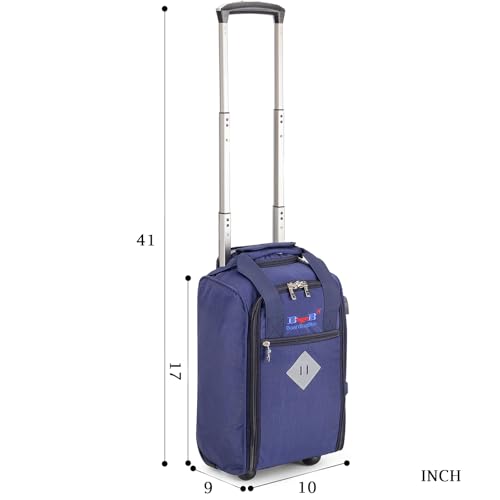 Boardingblue 17x10x9 Inches United Airlines Rolling Personal Item Under Seat Duffle Bag Luggage Suitable For Major Airlines Including Spirit, and Frontier Airline (Navy) - color: Blue