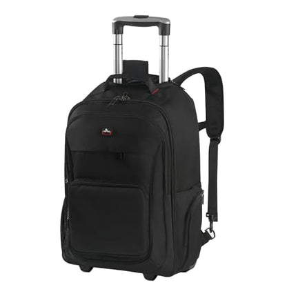 Rolling Backpack with Wheels, Roller Backpack for 17.3 Inch Laptop | 40L Water Resistant Wheeled Laptop Backpack, Flight Approved Carry on Luggage for Men Women Business Travel College, Black - color: Black