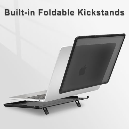 MOSISO Compatible with MacBook Air 13 inch Case M5 M4 M3 M2, Black | 4 in 1 Kit Anti-Crack Hard Shell with Kickstand for MacBook Air 13.6 inch Case 2026-2022 A3449 A3240 A3113 A2681 - color: Black