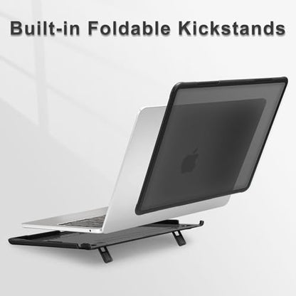 MOSISO Compatible with MacBook Air 13 inch Case M5 M4 M3 M2, Black | 4 in 1 Kit Anti-Crack Hard Shell with Kickstand for MacBook Air 13.6 inch Case 2026-2022 A3449 A3240 A3113 A2681 - color: Black