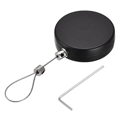 MECCANIXITY Round Retractable Cable Lock with Self-Adhesive, Remote Control Security Lock Anti-Lost Rope Hardware Cable Lock 600g Tensile Force Black - color: Black
