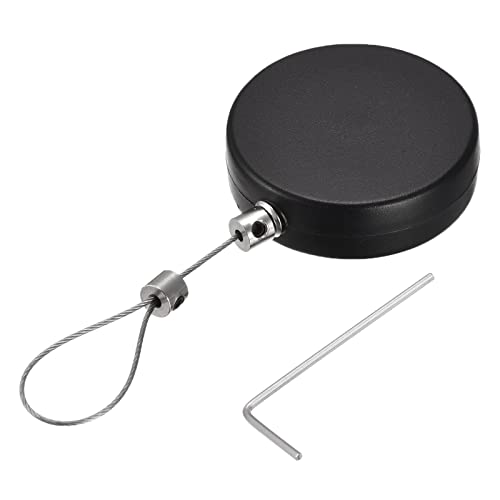 MECCANIXITY Round Retractable Cable Lock with Self-Adhesive, Remote Control Security Lock Anti-Lost Rope Hardware Cable Lock 600g Tensile Force Black - color: Black