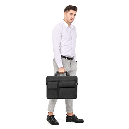 MOSISO Laptop Shoulder Bag 15.6 inch, 15-15.6 inch Computer Bag Compatible with MacBook Pro 16 inch, HP, Dell, Lenovo, Notebook with 2 Raised&1 Flapover&1 Horizontal Pocket&Handle&Belt, Slate Gray - color: Slate Gray, size: 16 inch