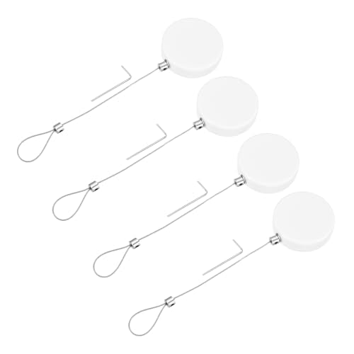 MECCANIXITY 3.3ft Retractable Cable Lock with Latch Remote Control Security Locks with Adjustable Cord Tether Anti Theft for Laptop, TV, 150 G, White, 4 Pack - color: White