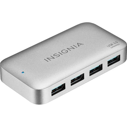Insignia 4-Port USB 3.0 Hub with 5ft. Cable Power Supply, USB Splitter Expander for Laptop, Xbox, Flash Drive, HDD, Console, Printer, Camera, Keyborad, Mouse, MacBook, Surface, PC, Silver Grey