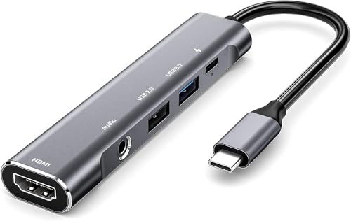 USB C to HDMI Adapter Dex Dock for Galaxy S25/S24/S23/S22/Note20/TabS9/S8/S7,Type-c hub with 3.5mm Audio Jack,4K HDMI,USB3.0,PD 60W,Adapter for iPhone 15/iPad Air 4/5,iPad mini 6,Nintendo Switch1 - color: 5IN1 3.5mm